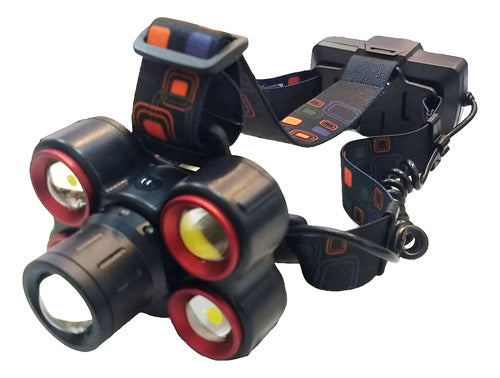 Linterna Minero Vincha De Cabeza Led Usb Bateria De 5 Luces Blanco Negro