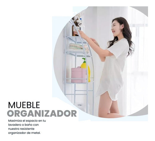 Estanteria Organizador Baño Sobre Inodoro 3 Niveles Blanco Blanco