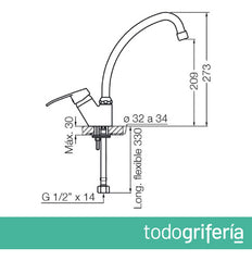 Fv B1 Arizona 423/b1 Griferia De Cocina Cromo