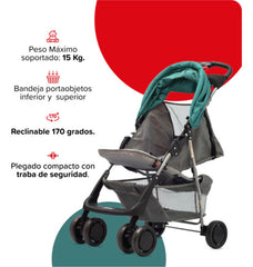 Cochecito De Paseo Bebesit Eos 1337j Verde Reclinable H15k C Verde Oscuro