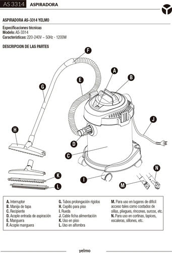 Aspiradora De Tacho Yelmo Ecociclo 16l As-3314 Plateada E Índigo 50hz Plateado/índigo