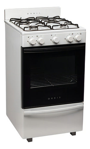 Cocina A Gas Orbis 4 Hornallas Blanca 50cm Visor Multigas Blanco