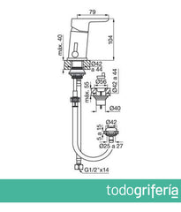 Mezcladora De Baño Fv Puelo 0189/b5 Cromo Cromado