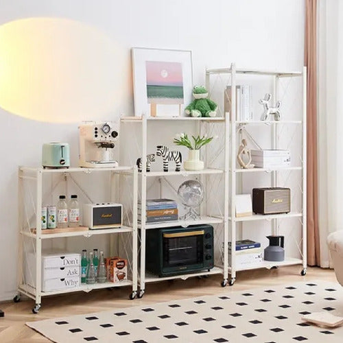 Organizador Multiuso 3 Estantes Plegable Ruedas Tm Blanco Cs