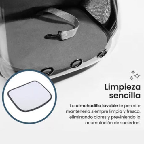 Mochila Transportadora Mascota Perro Gato Capsula Burbuja N Negro