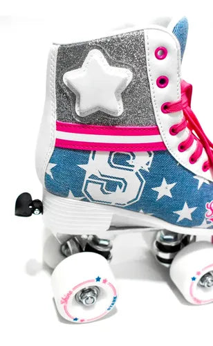 Patines Stark Shine Artísticos Bota Extensibles 31 Al 34 31-34 54 Mm Azul Acero