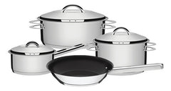 Juego De Cocina Tramontina 4 Pzs Olla Sarten Acero Inox Cts Plateado
