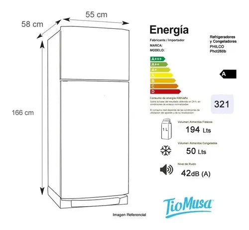 Heladera Cíclica Philco Phct260b Top Mount 260lts Blanco