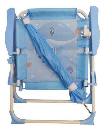 Silla Reposera Niños Sombrilla Plegable Celeste De 1 A 3años Celeste