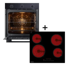 Combo Cocción Eco Vondom Horno Empotrable + Anafe Vitro 60cm Negro