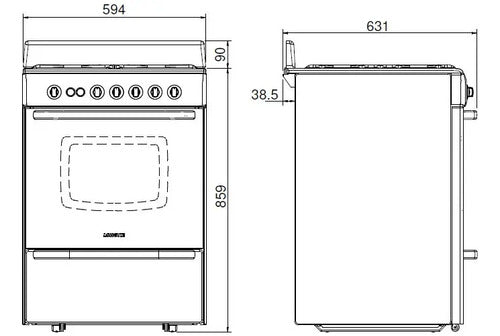 Cocina A Gas Longvie 21601xt Inox Grill Eléctrico De 60cm Acero Inoxidable