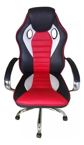 Silla Gamer Vivendi Oc065 Rojo Con Reclinación Y Altura Ajustable Ecocuero - Polipropileno