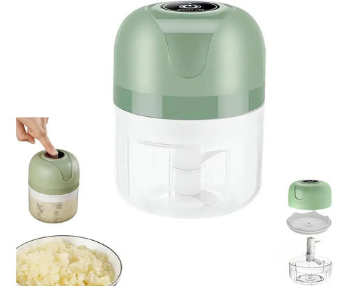 Picador Ajo Cebolla Verduras Portatil Recargable Usb 250ml Verde Musgo