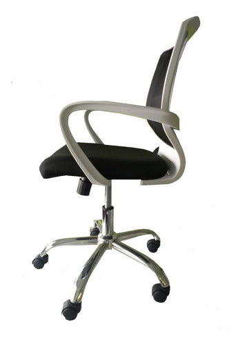 Silla Para Computacion Pc Oficina Tm Blanca Tapizado Negro Color Blanco