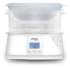 Vaporera Digital Atma Va8121 900w Timer 3 Bandejas Alarma Color Blanco