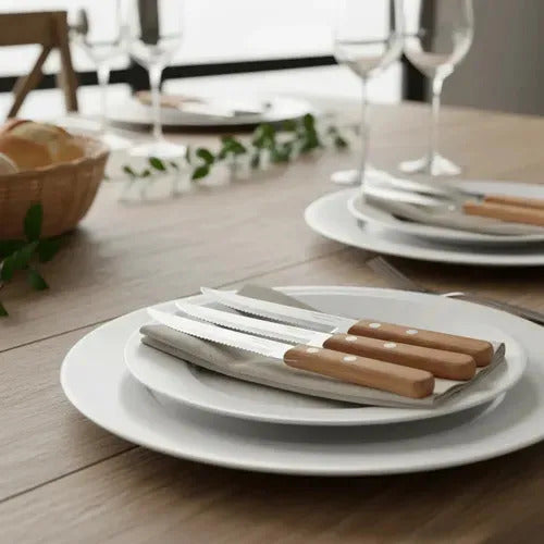 Set De Cuchillos Tramontina Dynamic Mango Madera X 12 Madera