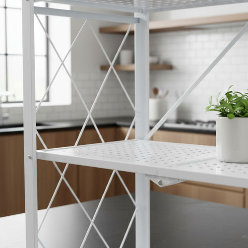 Organizador Multiuso 3 Estantes Plegable Ruedas Tm Blanco Cs