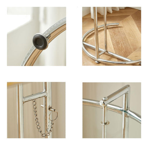 Mesa Ratona Living Arrime Bandeja Cafe Acero Croma Vidrio Cs Gris