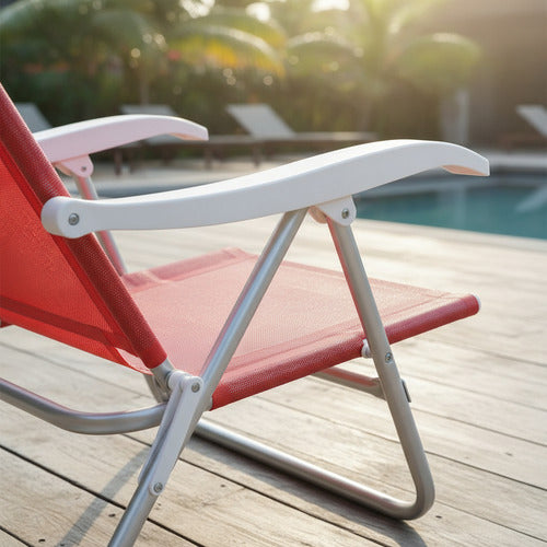 Reposera De 6 Posiciones Bel Sunny Aluminio Pvc Rojo Rojo