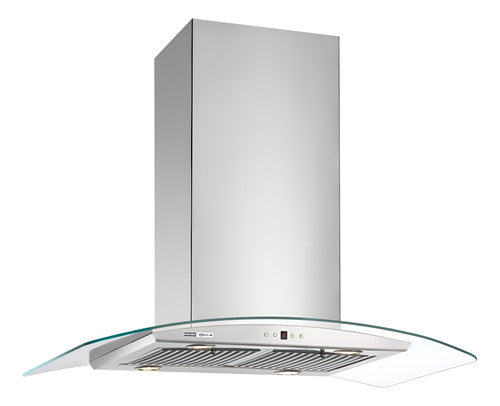 Campana Extractor Isla Spar Arketto Inox Vidrio De 90cm Cts Plateado