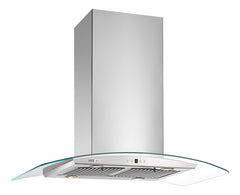 Campana Extractor Isla Spar Arketto Inox Vidrio De 90cm Cts Plateado