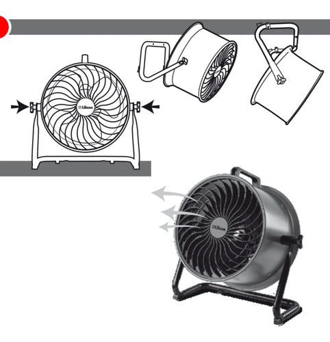 Ventilador Turbo Liliana Vthd16n 3 Aspas Piso Pared Techo 40.64 Cm 50hz/60hz Negro Negro Metal 3