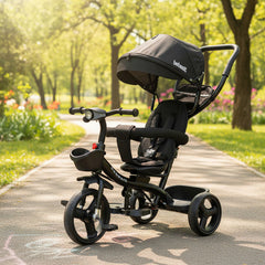 Triciclo C/ Manija Barra De Empuje Bebesit Sl1870-v1o-2 360° Negro