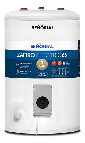 Termotanque Eléctrico Señorial Tesz-65 Zafiro Blanco 50 Litros Superior