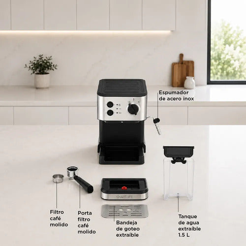 Cafetera Smartlife Expresso 20 Bar Sl-ec5501 Gris