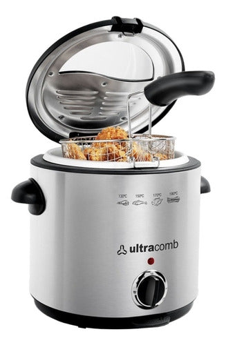 Freidora Eléctrica Ultracomb Fr-8301 De 1.5l Plata Tio Musa Plata