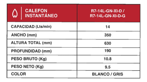 Calefón De Tiro Forzado Rheem R7-14l-gn-xi-d-g De 14l Gris Gn