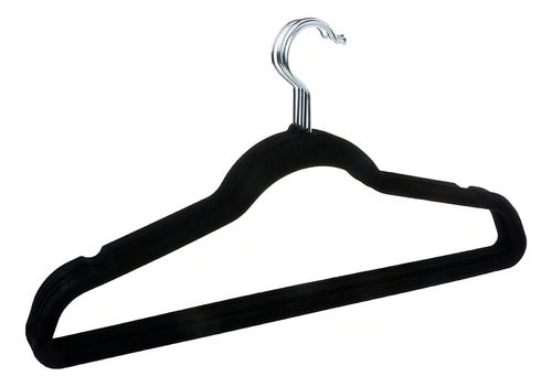 Perchas Slim Terciopelo Antideslizante Delgadas X 5 Tio Musa Color Negro