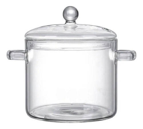 Olla De Vidrio Transparente Con Tapa Coccion 3l Tm 12122 Blanco