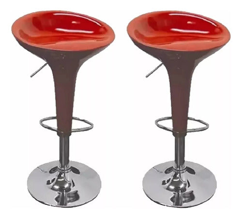 Banquetas Altas X2 Desayunador Rojo Cocina Taburete Barra Tm Cromado