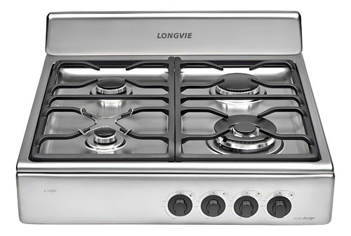 Anafe A Gas De Empotrar Longvie Eurodesign A16601x Inox Acero Inoxidable