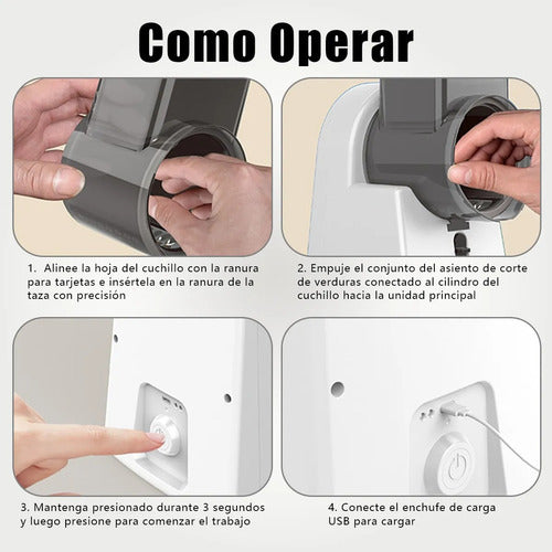 Picadora Cortadora Trituradora Verdura Vegetal Tm Carga Usb Blanco