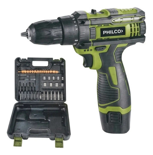 Taladro Percutor Inalámbrico Philco Pt12ase2p 18nm 1800m/min Verde Musgo 50