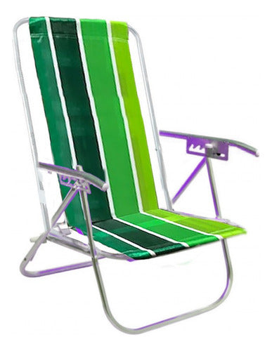 Reposera Playa Camping Aluminio Botafogo Verde Rayada 5p Cts Verde