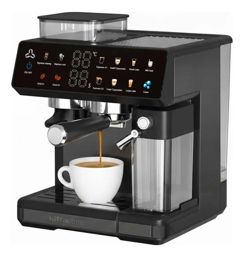 Cafetera Eléctrica Ultracomb Ce-6120 Espresso Con Molinillo 20 Bares