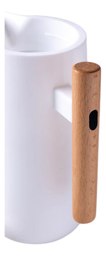 Jarra Termo Con Manija De Madera Pico Vertedor 1l Blanco Blanco