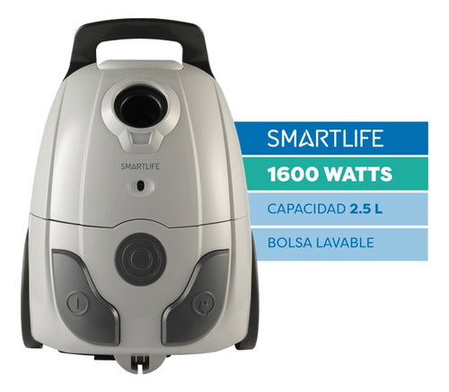 Aspiradora Con Bolsa Smartlife 1600 Watts Sl-vc16bag Color Gris