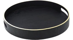 Bandeja Redonda C/asas Carol Negra De 35 X 5 Cm Negro