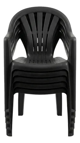 Silla Plastica Apilable Interiores Exteriores Tm Eco H:100kg Negro Lisa