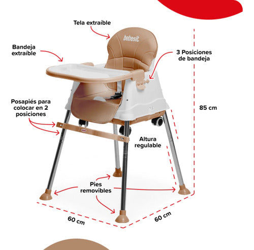 Silla De Comer Booster Bebesit 6250-a Marron Hasta 15kg Cs Silla De Comer Booster Marrón