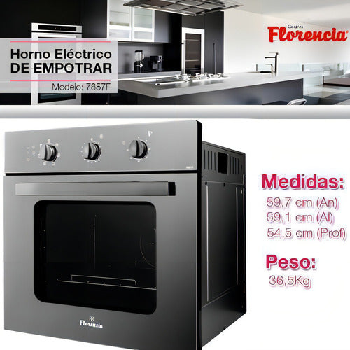 Horno Eléctrico Florencia 7857f 63l Empotrable Color Negro