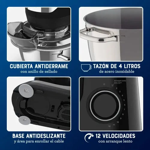 Batidora Planetaria Oster Osfpstsmpl2b Bate Mezcla Amasa Negro 60 Hz