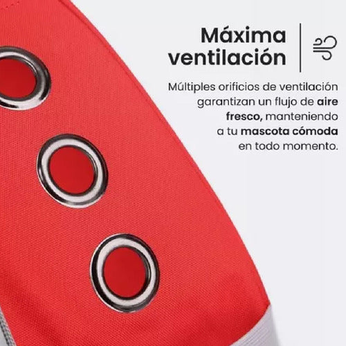 Mochila Transportadora Mascota Perro Gato Capsula Burbuja R Rojo