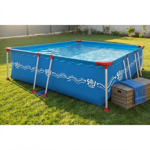 Pileta De Lona Estructural Sol De Verano S300 4600 Litros 3x2.2 M Rectangular Azul Olas