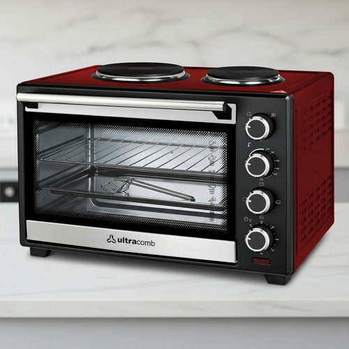 Horno Eléctrico Ultracomb Uc50acn Con 2 Anafes 50lts Rojo
