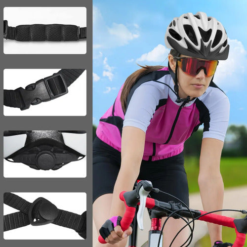 Casco Bicicleta Tm Con Ventilación Visera Luz Seguridad Talle L Negro
